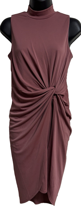 Bar III Dresses & Skirts - Bar III Womens Ruched Side Sheath Dress Mauve Sleeveless Mock Neck Medium New